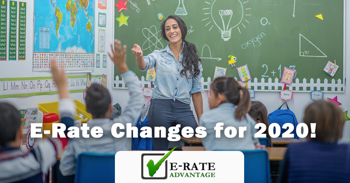 e-rate changes 2020 - teacher in classroom with kids